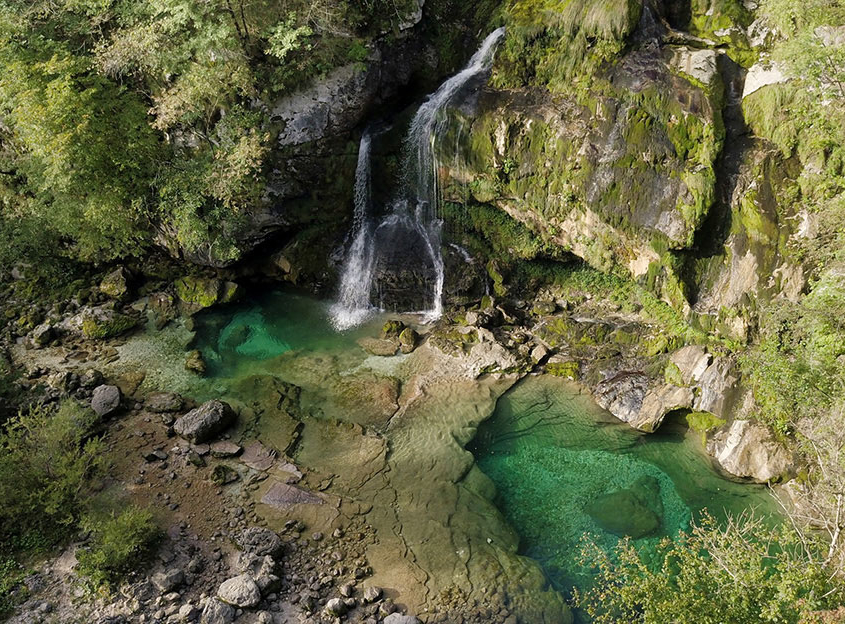 green pools of Virje waterfall